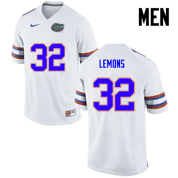 Men Florida Gators #32 Adarius Lemons College Football Jerseys-White - Click Image to Close